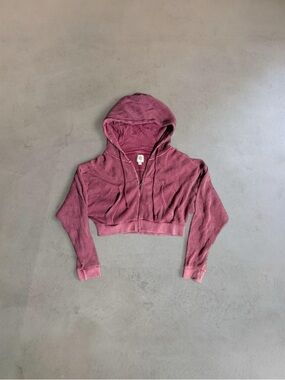 Urban Outfitters BDG Leah Waffle Knit Zip Up Hoodie Sweatshirt